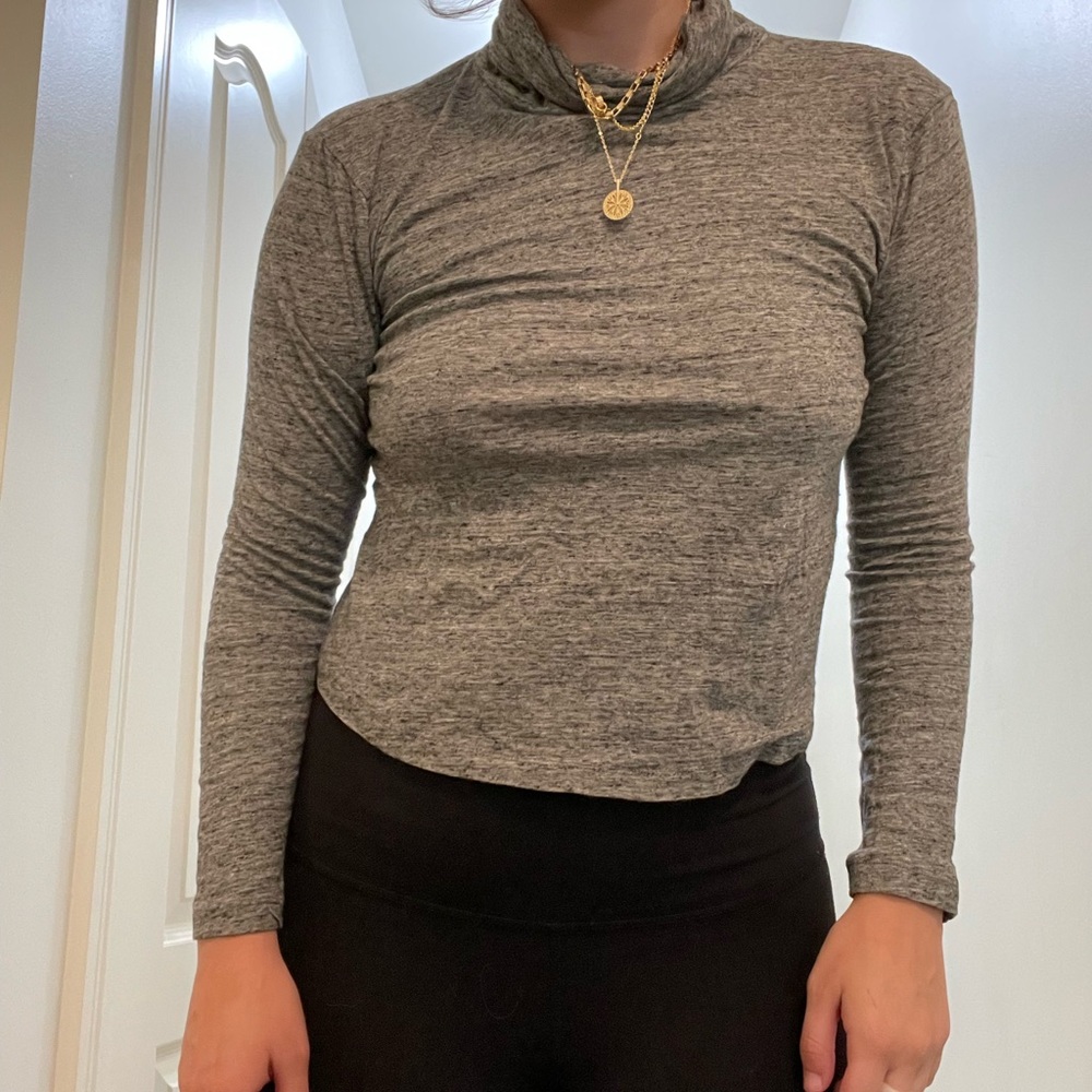 madewell whisper cotton turtleneck heathered grey